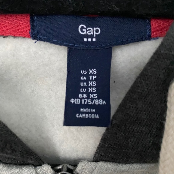 GAP Gray Contrast Zip Up Long Sleeve Hooded Jacket - Picture 3 of 5
